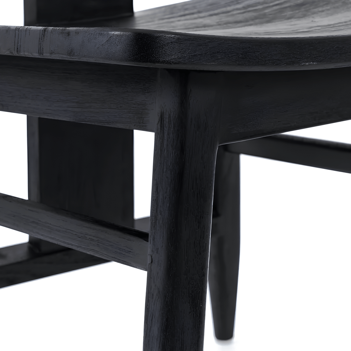 Zwarte Houten Eetkamerstoel - Japandi Stijl