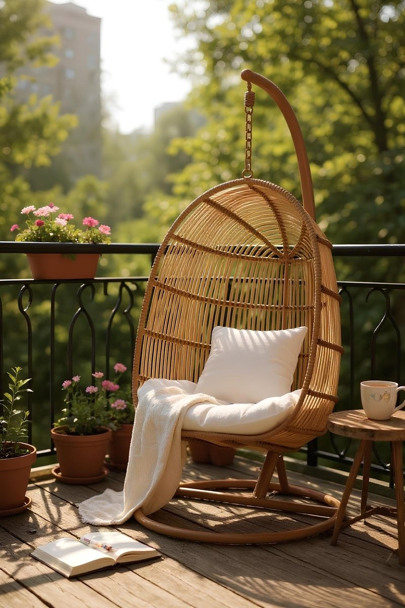 Houten Ovale Hangstoel Naturel – Boho stijl