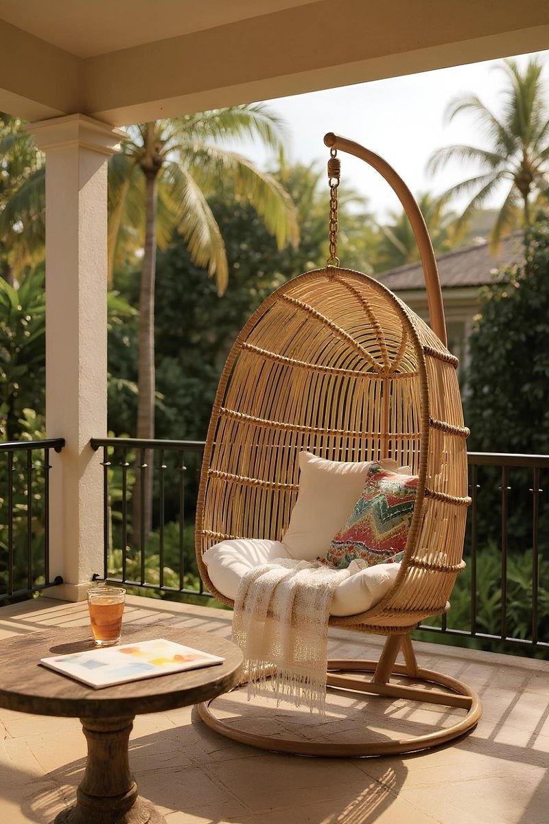 Houten Ovale Hangstoel Naturel – Boho stijl