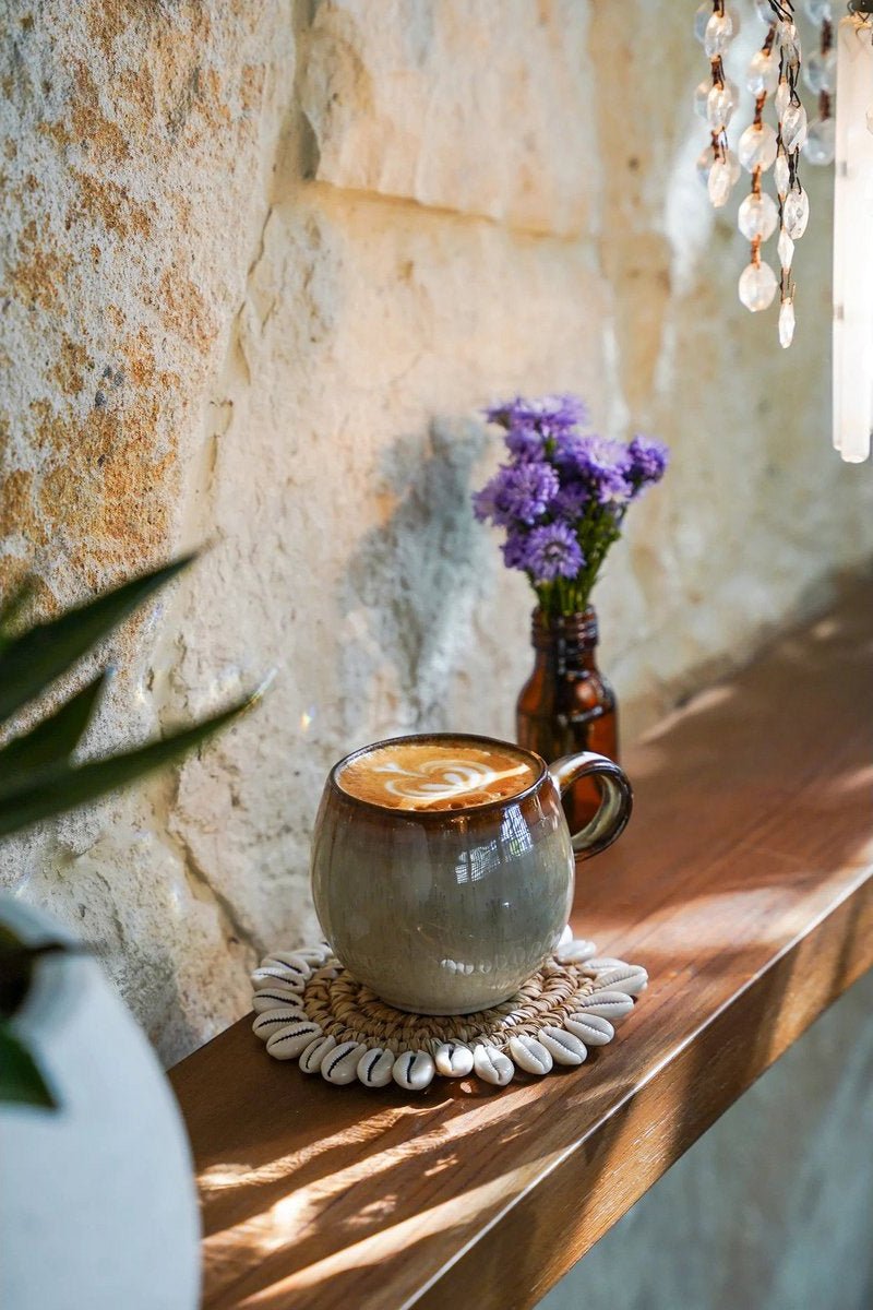 Boho Zeegras Onderzetter met Schelpen