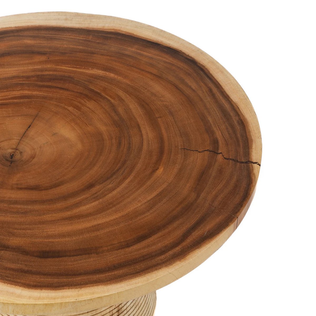 Design Salontafel van Suarhout - Ronde Houten Tafel met Massieve Conevoet - Studio Botanika