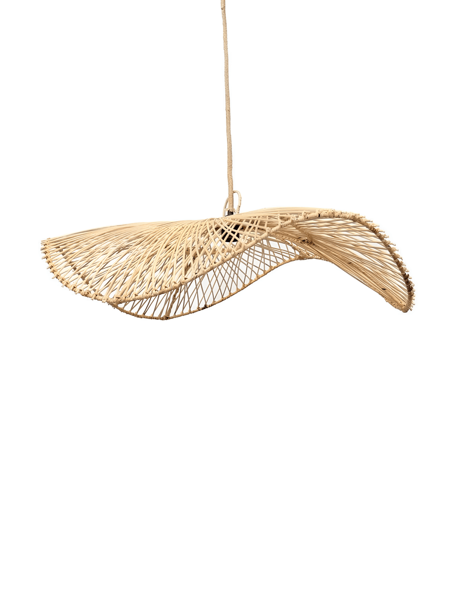 Rotan Hanglamp – Golvend Hoedvorm Design