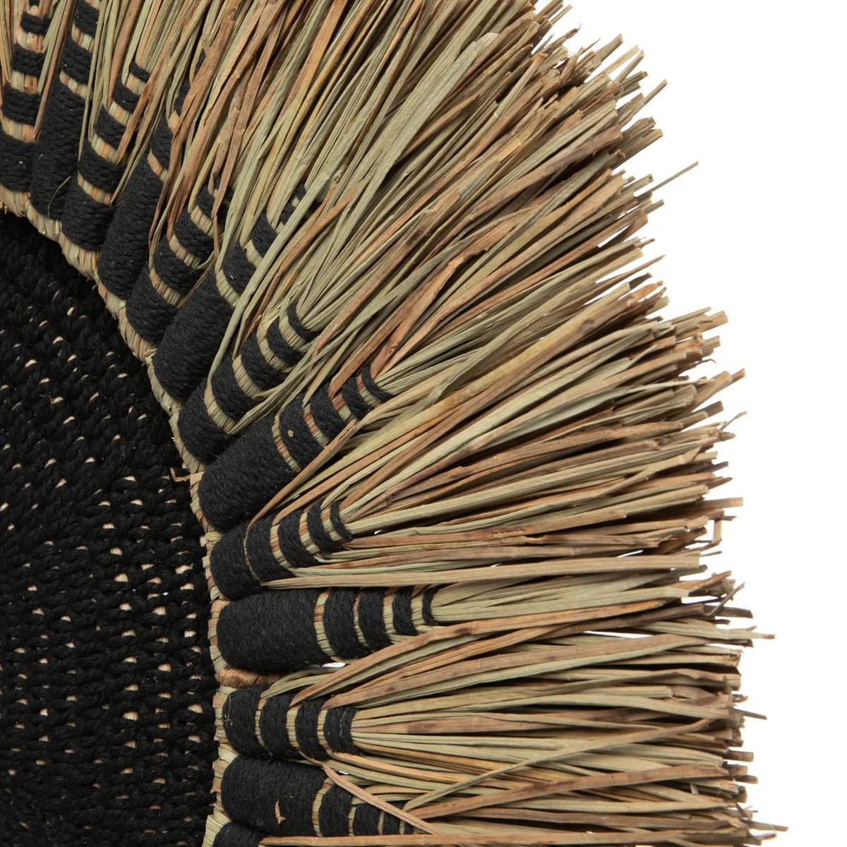 Boho Raffia Macramé wanddecoratie - Zwart Naturel - Studio Botanika
