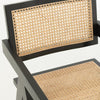 Zwarte Houten Eetkamerstoel met Rotan – Japandi Boho Stijl - Studio Botanika