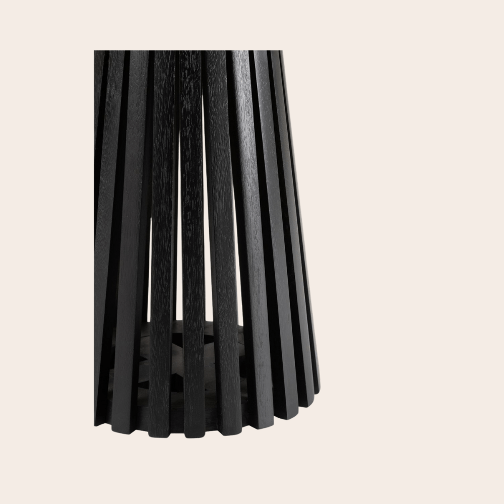 Ronde Bijzettafel Mangohout Zwart Ø40cm - Japandi Stijl