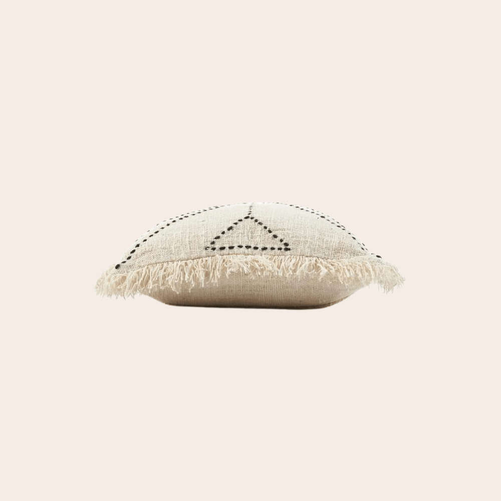 Tribal Kussenhoes - Wit met Zwart Patroon - Boho Sierkussen