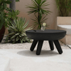 Zwarte Houten Salontafel Ø78,5 cm – Boho Japandi Design met Organische Vorm - Studio Botanika