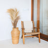 Grote Boho Rotan Vaas Ø30 cm – Handgemaakt van Natuurlijke Vezels & Hout - Studio Botanika