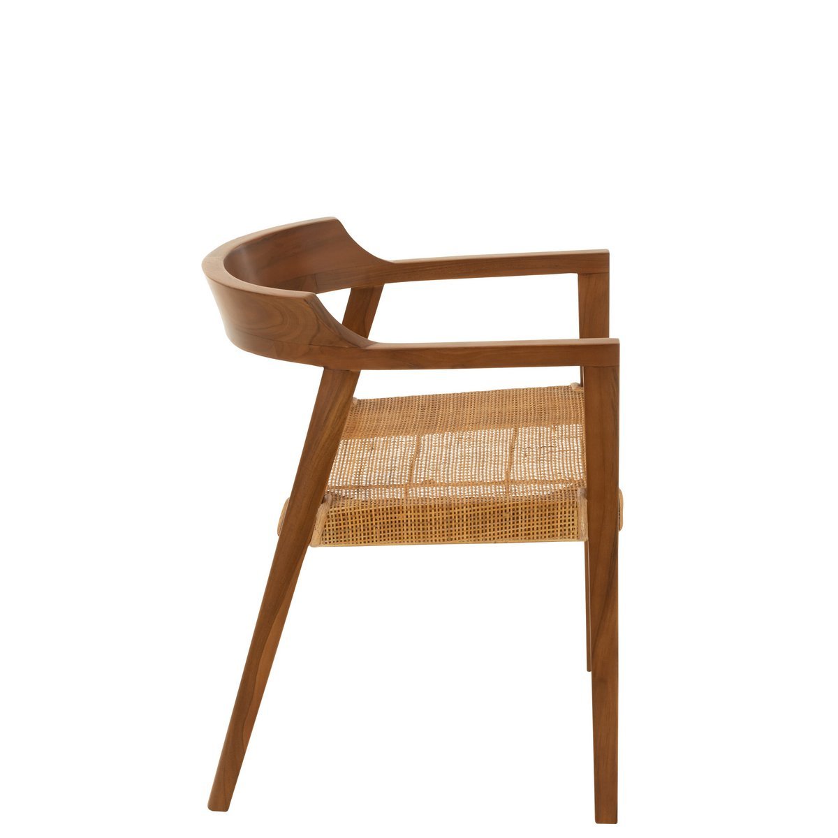 Teakhouten Eetkamerstoel met Rotan – Bruin – Japandi & Boho Interieur - Studio Botanika