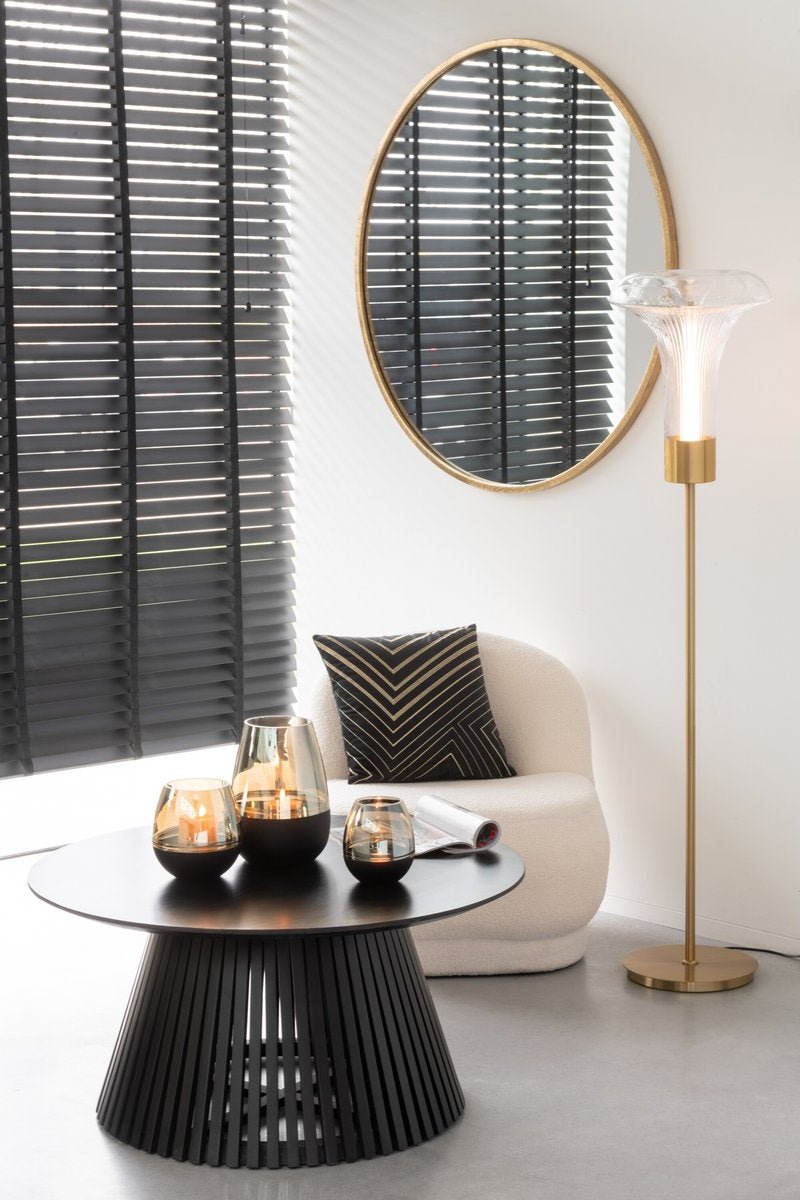 Ronde Salontafel Mangohout Zwart Ø80cm - Japandi Stijl - Studio Botanika