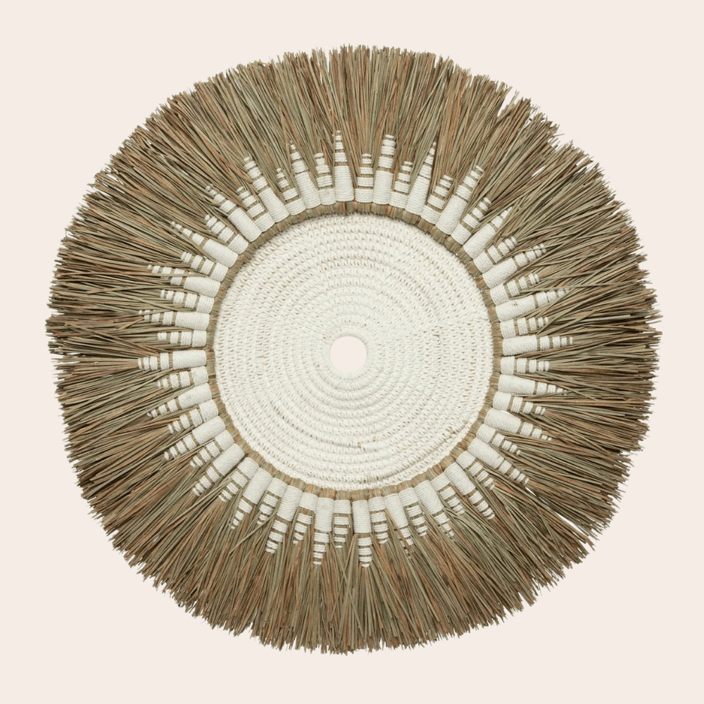 Boho Raffia Macramé wanddecoratie - Wit Naturel - Boho wanddecoratie - Studio Botanika