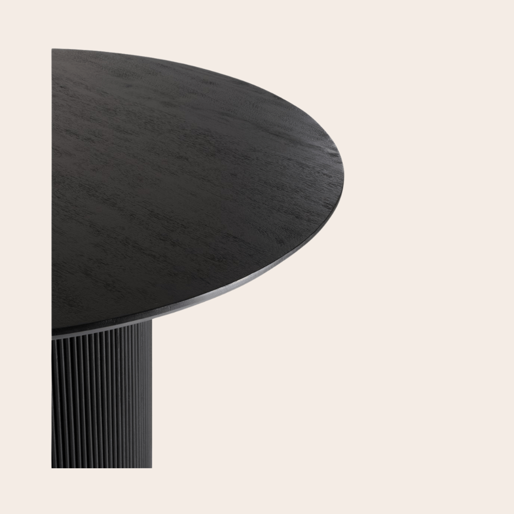 Ronde Eettafel Mangohout Zwart Ø120cm - Japandi Stijl - Studio Botanika