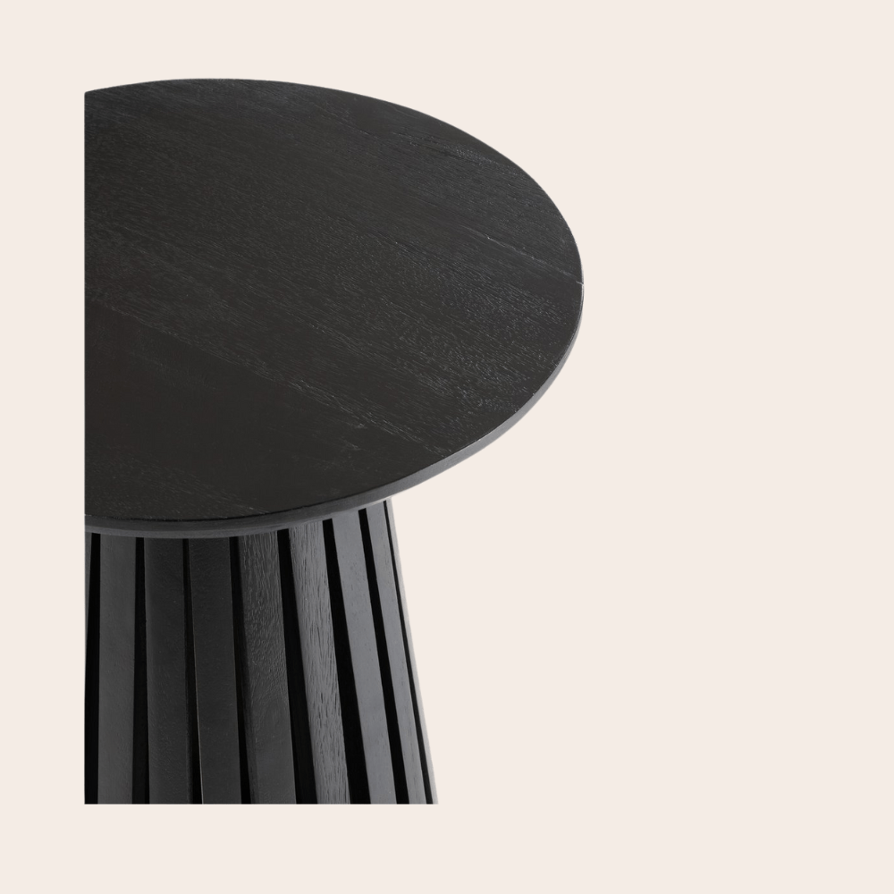 Ronde Bijzettafel Mangohout Zwart Ø40cm - Japandi Stijl