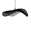 Zwarte Rotan Hanglamp – Golvend Hoedvorm Design