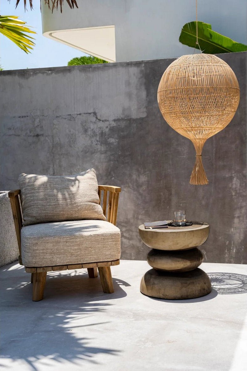 Houten Zandloper Bijzettafel – Boho Japandi Tafel – Bruin - Studio Botanika