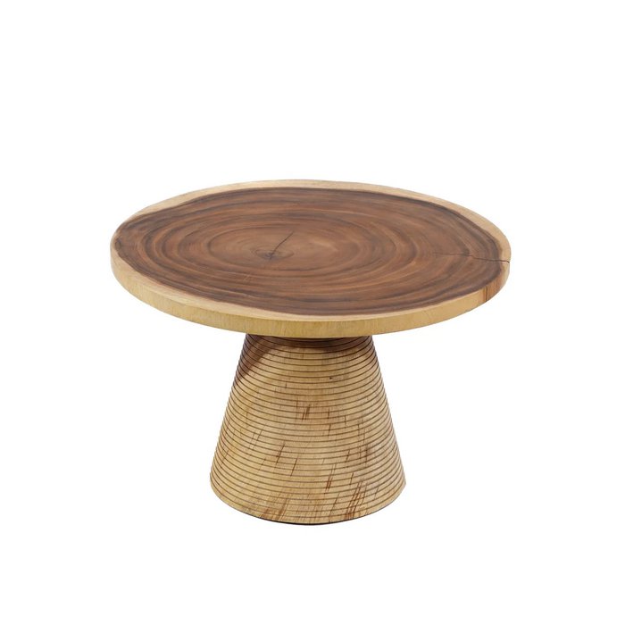 Design Salontafel van Suarhout - Ronde Houten Tafel met Massieve Conevoet - Studio Botanika