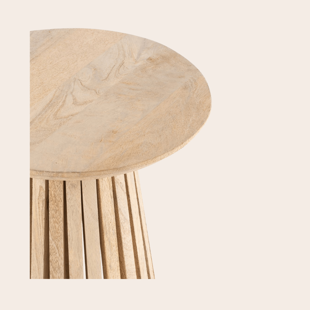 Ronde Bijzettafel Mangohout Naturel Ø40cm - Japandi Stijl