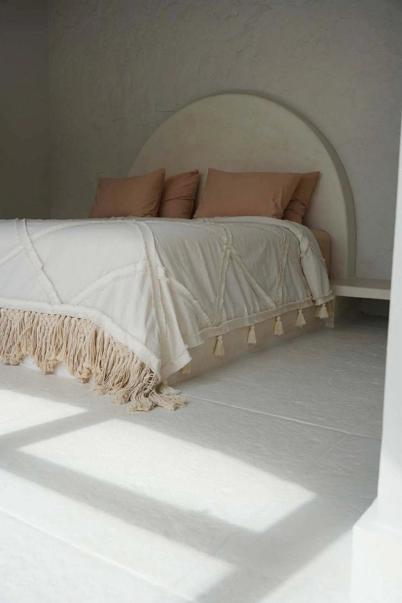 Berber Stijl Bedsprei wit - Luxe Boho Bedsprei