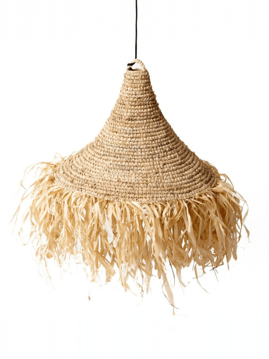 Boho Raffia Lamp met Franjes