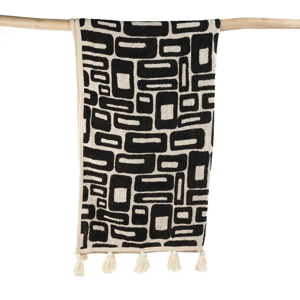 Zwart - Witte Aztec Patroon Bedsprei – Stijlvolle Deken Boho voor Bed of Bank