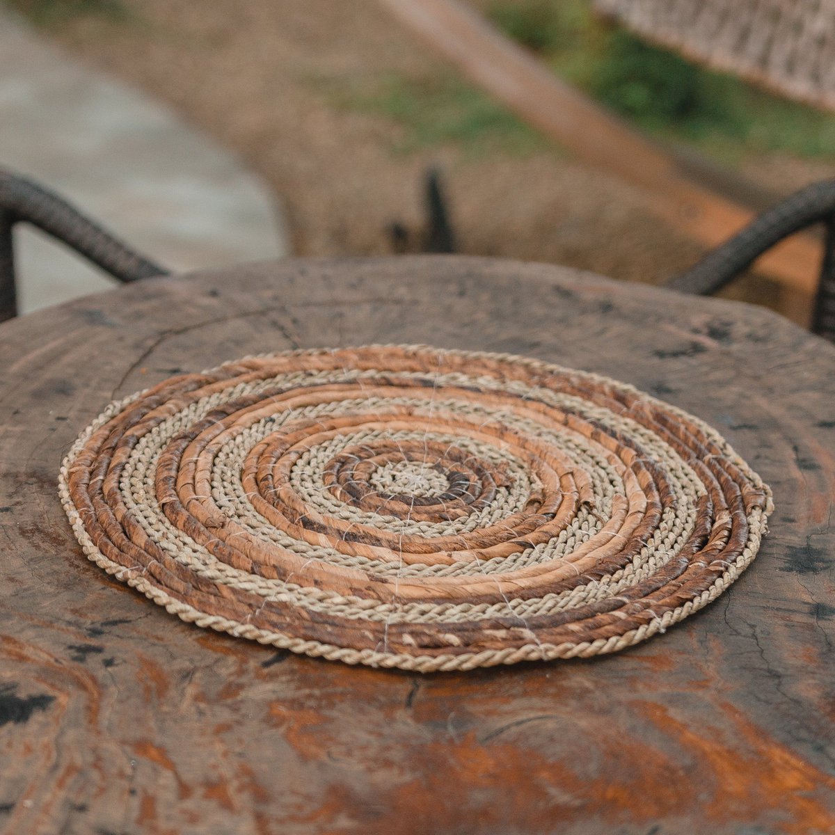 Boho Ronde Placemat van Bananenvezel & Zeegras