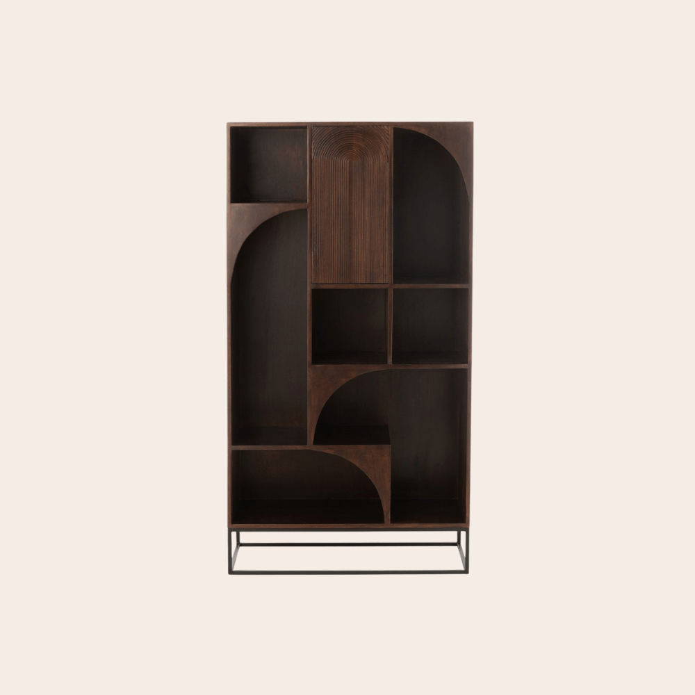 Bruine Houten Kast 168 cm – Duurzaam Mangohout – Japandi & Boho Design