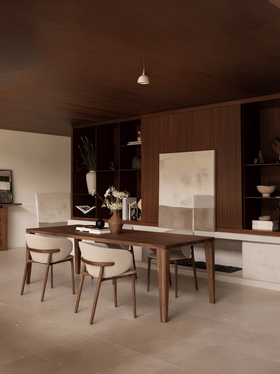 Design Eetkamerstoel – Massief Hout & Stof/Leer - Mela