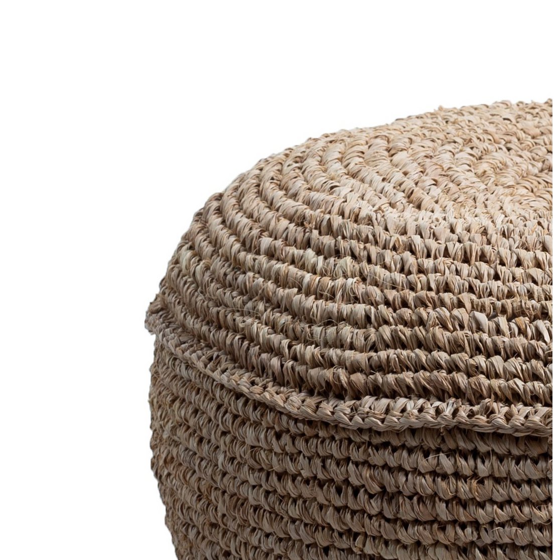 Handgemaakte Raffia Poef – Boho Zitzak van Natuurlijke Vezels – 55 & 65 cm - Studio Botanika