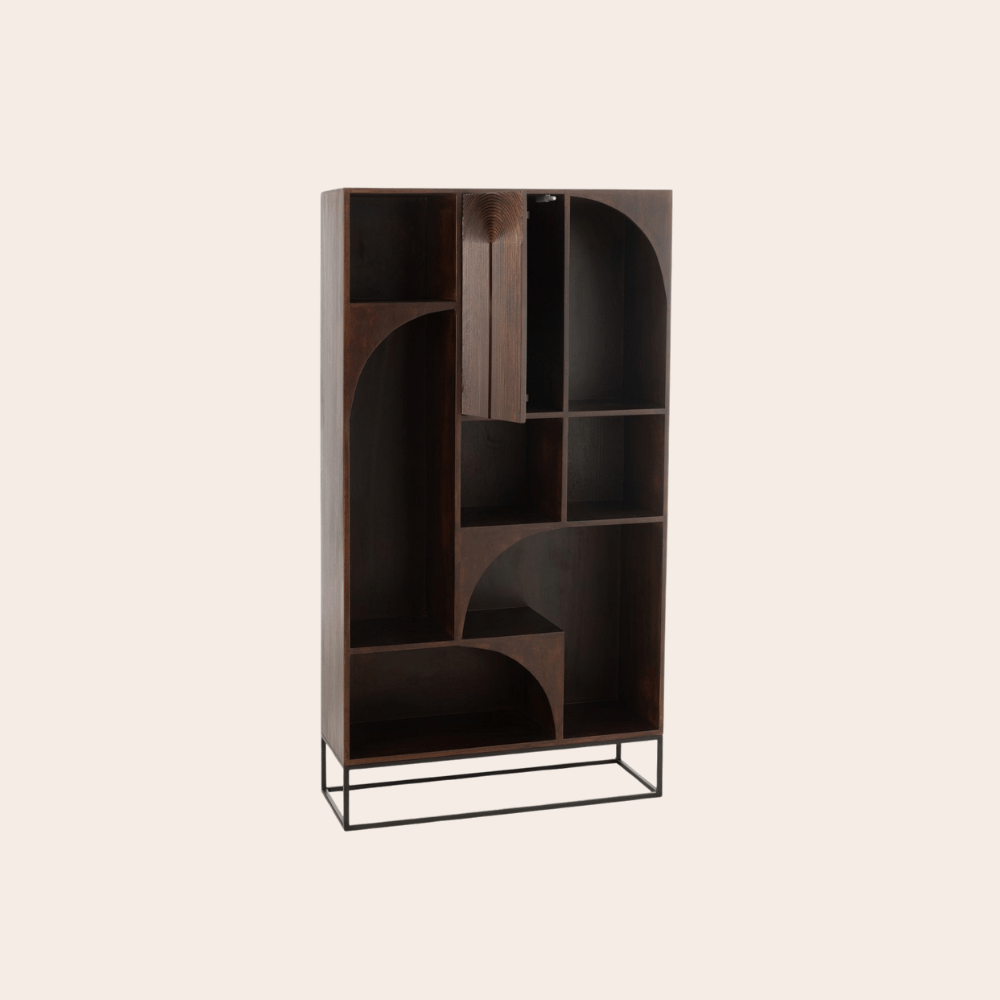 Bruine Houten Kast 168 cm – Duurzaam Mangohout – Japandi & Boho Design
