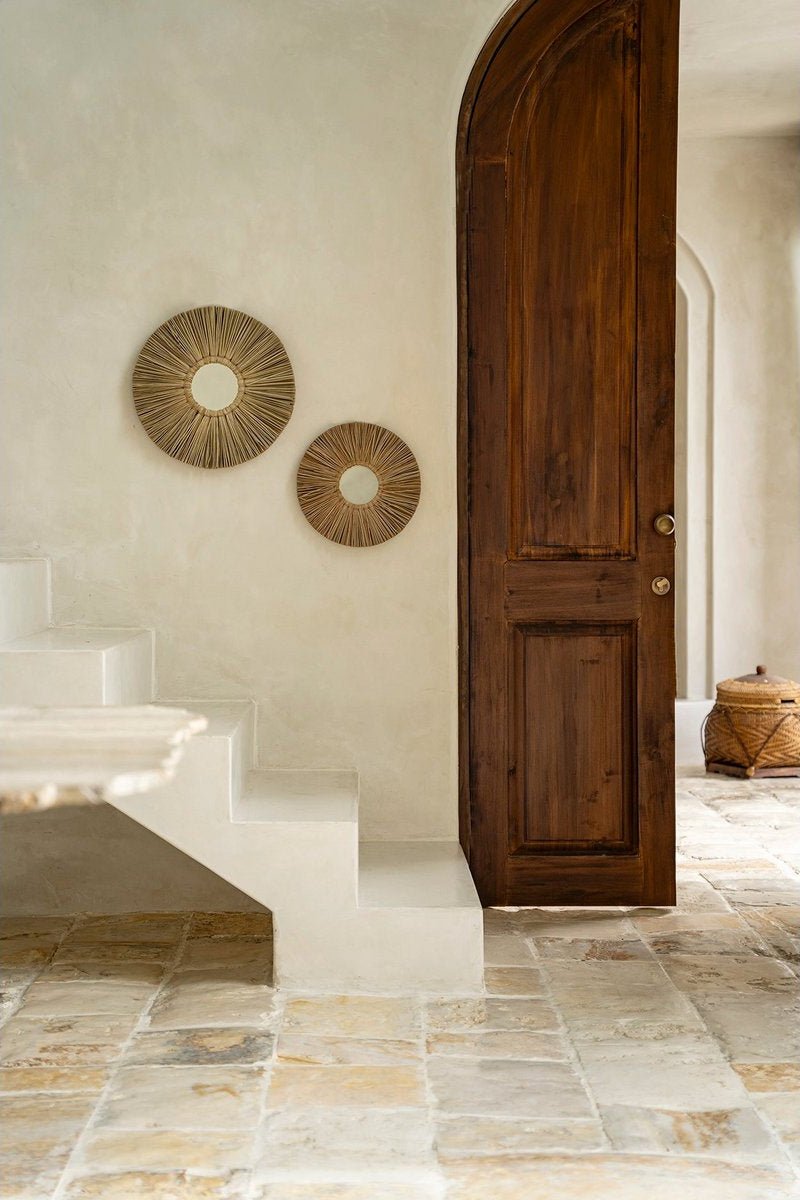 Ronde Boho Spiegel Wanddecoratie – Handgeweven Zeegras & Rotan - Boho interieur - Studio Botanika