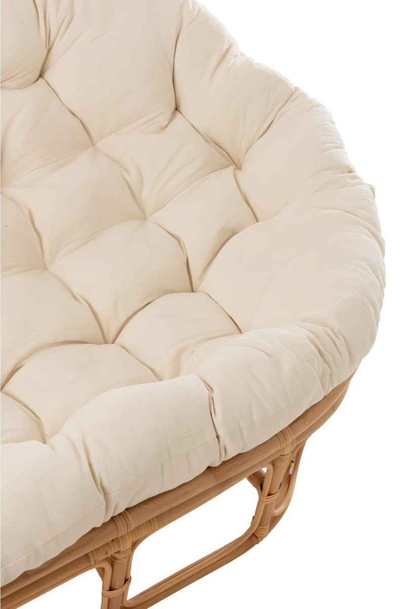 Rotan Sofa Met Wit Kussen - Rotan Bank Boho Stijl - Studio Botanika