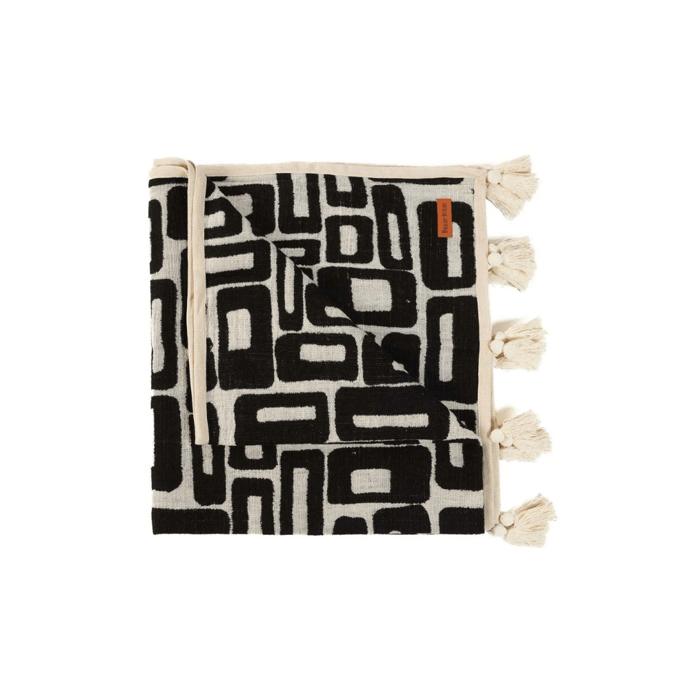 Zwart - Witte Aztec Patroon Bedsprei – Stijlvolle Deken Boho voor Bed of Bank