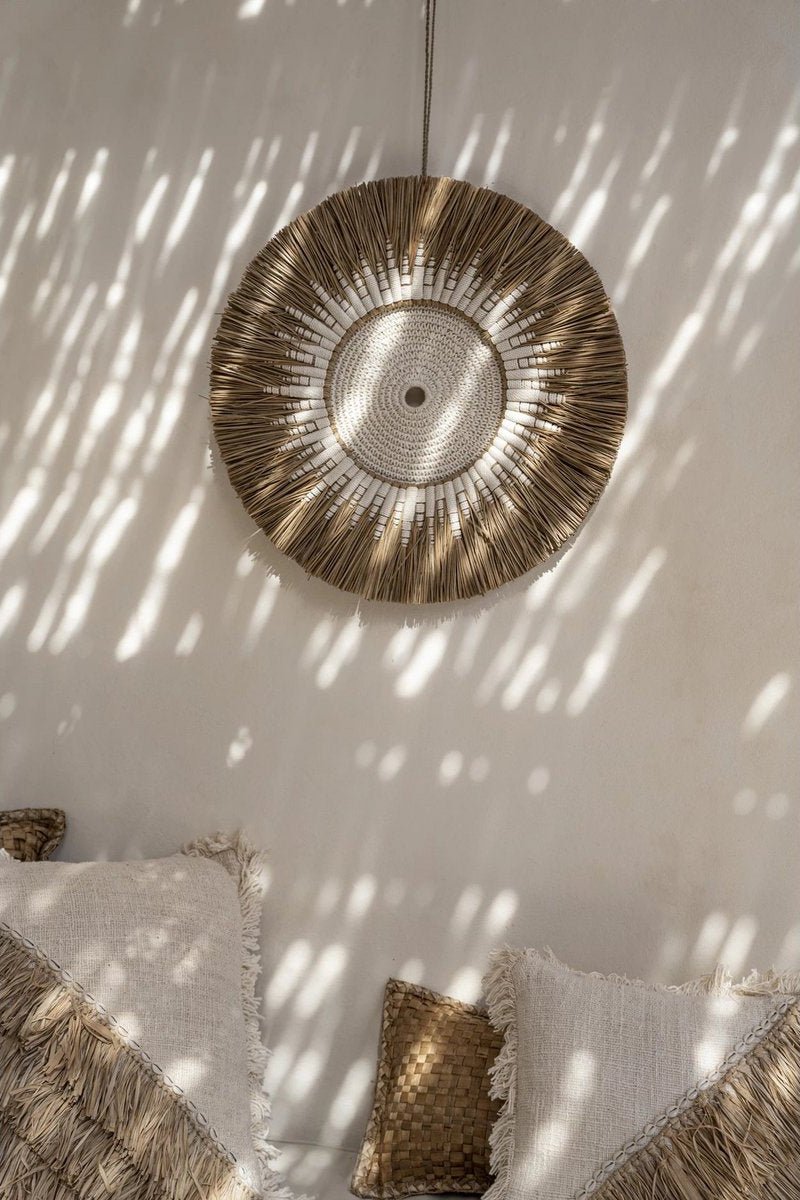Boho Raffia Macramé wanddecoratie - Wit Naturel - Boho wanddecoratie - Studio Botanika
