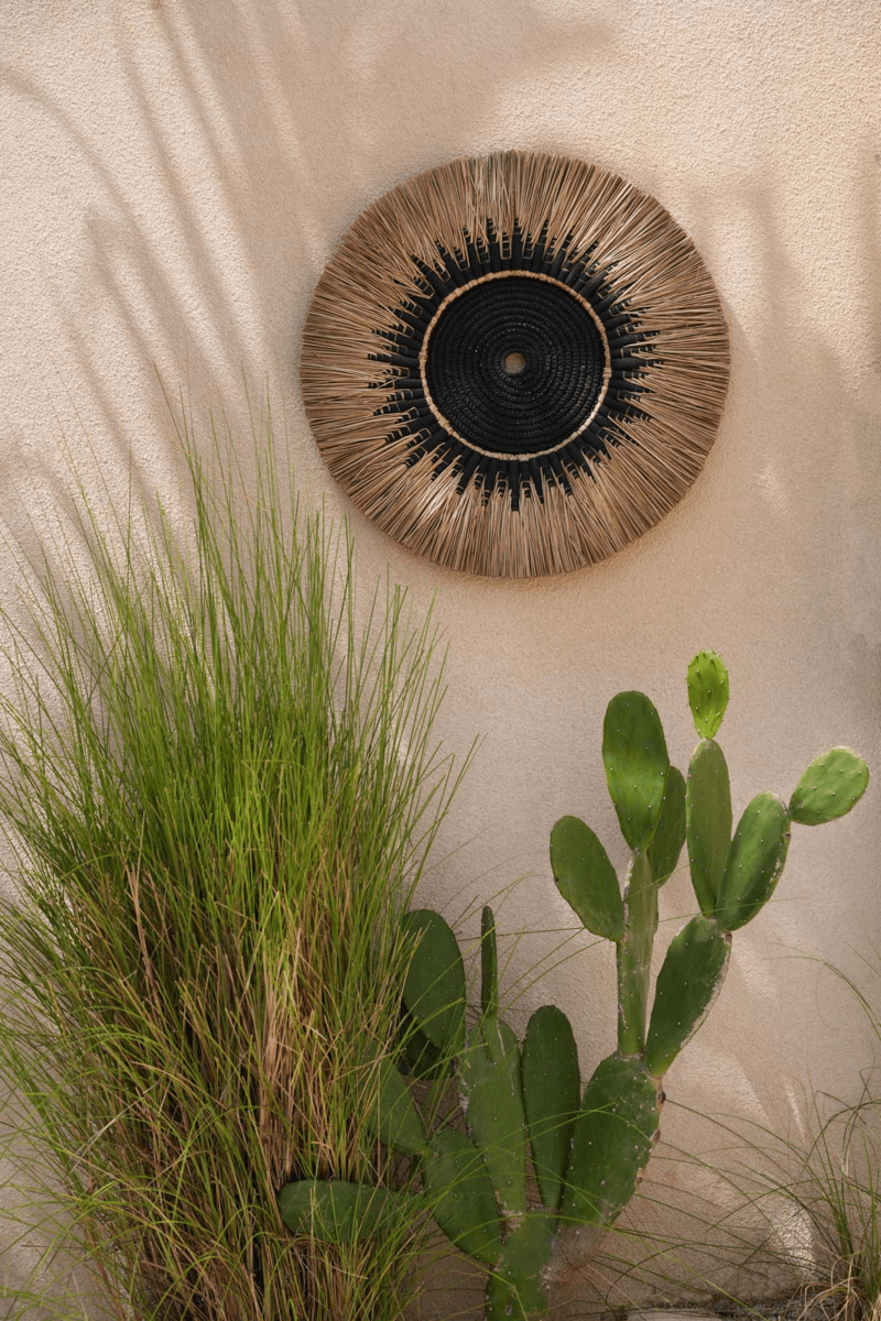 Boho Raffia Macramé wanddecoratie - Zwart Naturel - Studio Botanika