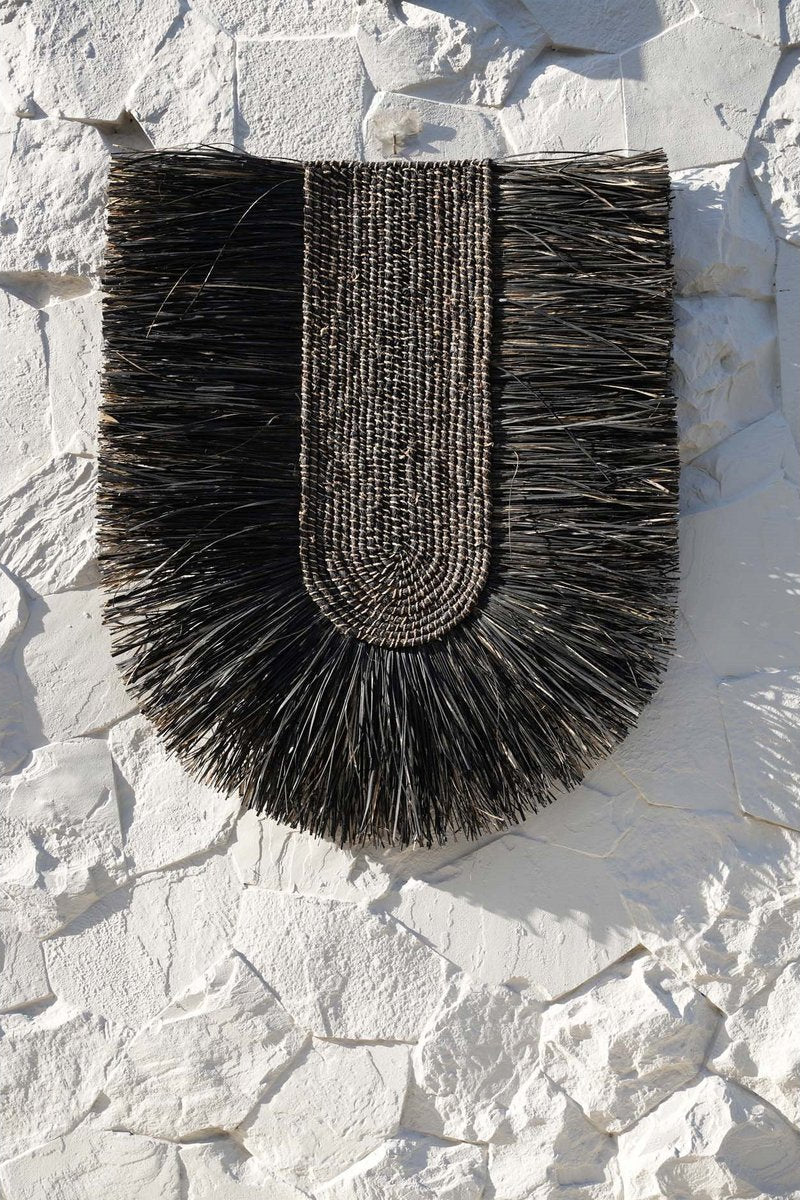 Boho Wanddecoratie Halve Boog van Natuurlijk Gras – Zwartbruin 87 cm