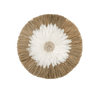 Boho Wanddecoratie Rond – Zeegras & Witte Veren Bloem 55cm | Handgemaakt - Studio Botanika