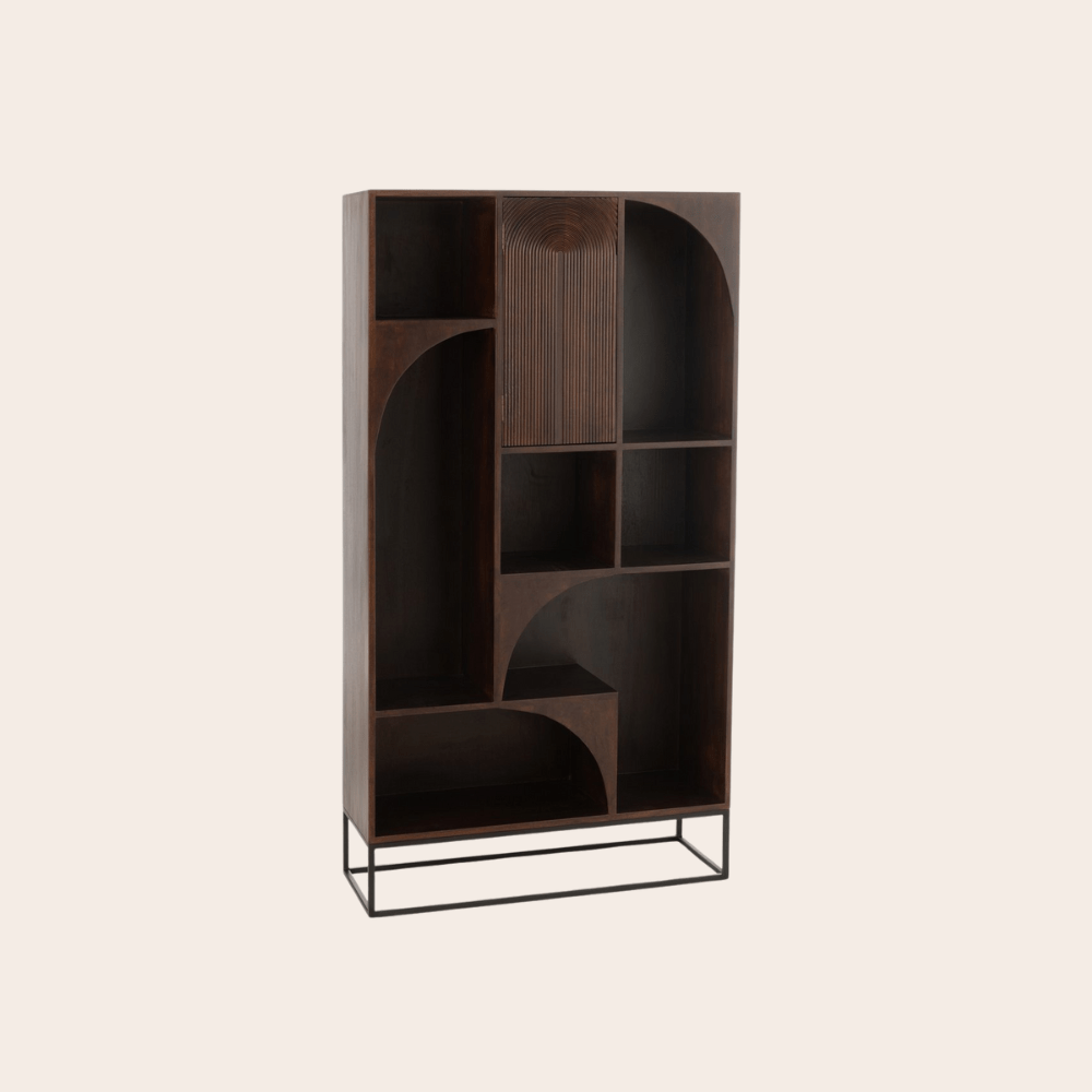 Bruine Houten Kast 168 cm – Duurzaam Mangohout – Japandi & Boho Design