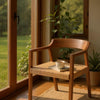 Teakhouten Eetkamerstoel met Rotan – Bruin – Japandi & Boho Interieur - Studio Botanika
