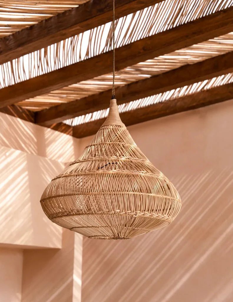 Druppel Rotan Hanglamp – Boho Hanglamp Naturel - Studio Botanika