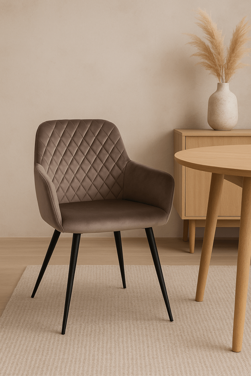 Eetkamerstoel Taupe Bruin Fluweel - Set van 2