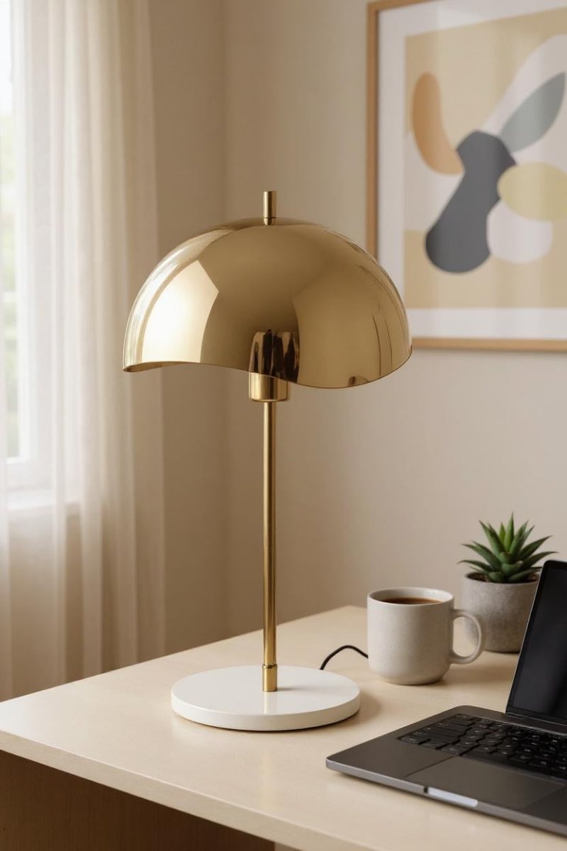 Gouden Tafellamp met marmer - 56cm