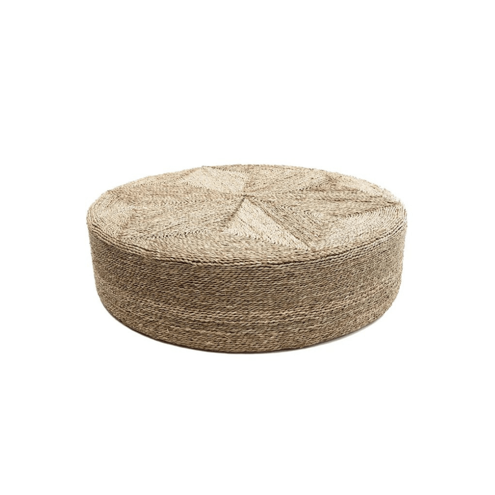 Grote Zeegras Poef Ø100cm – Boho Poef & Salontafel – Handgemaakt - Studio Botanika