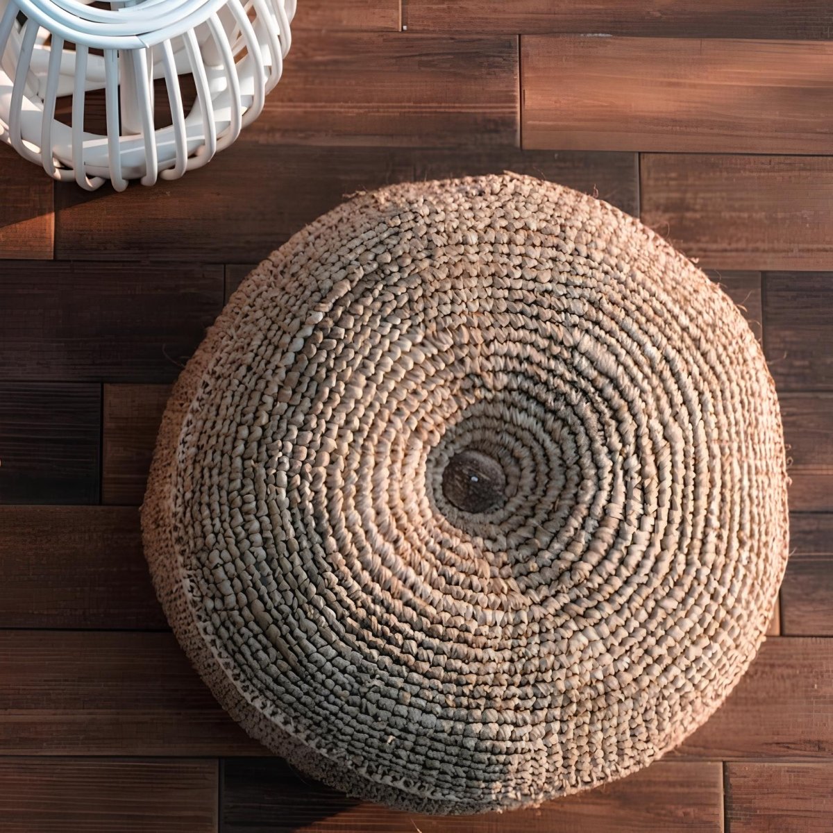 Raffia Poef – Boho Zitzak van Natuurlijke Vezels