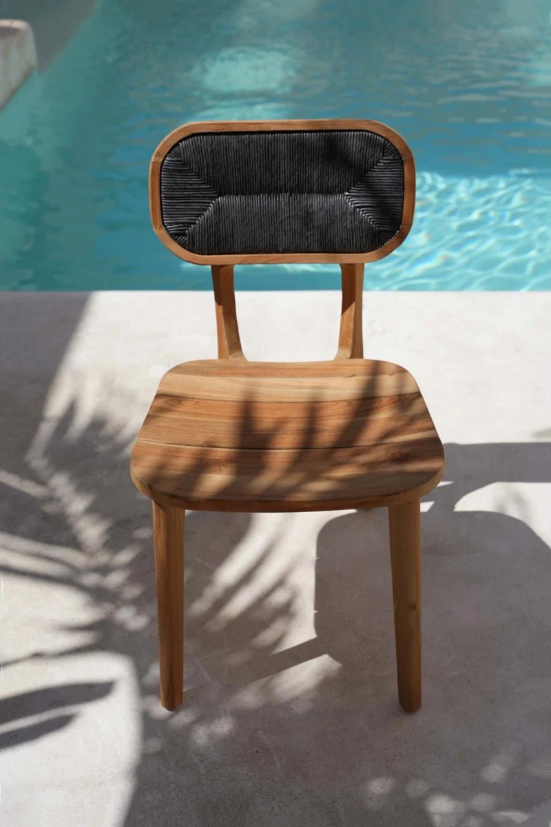 Houten Eetkamerstoel van Teakhout en Touw - Gerecycled Hout - Handgemaakt - Studio Botanika