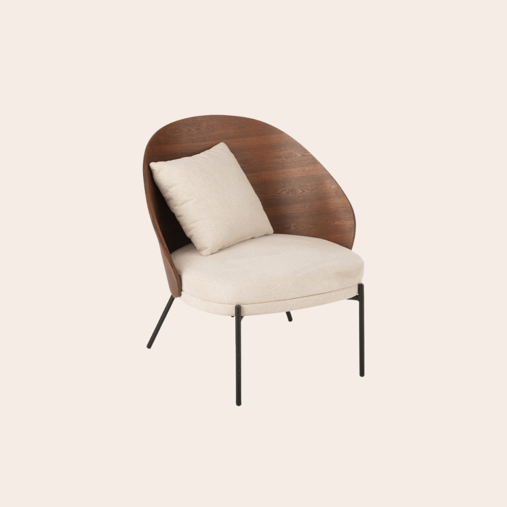 Houten Loungestoel Bruin Beige – Lage Stoel in Japandi & Boho Stijl - Studio Botanika