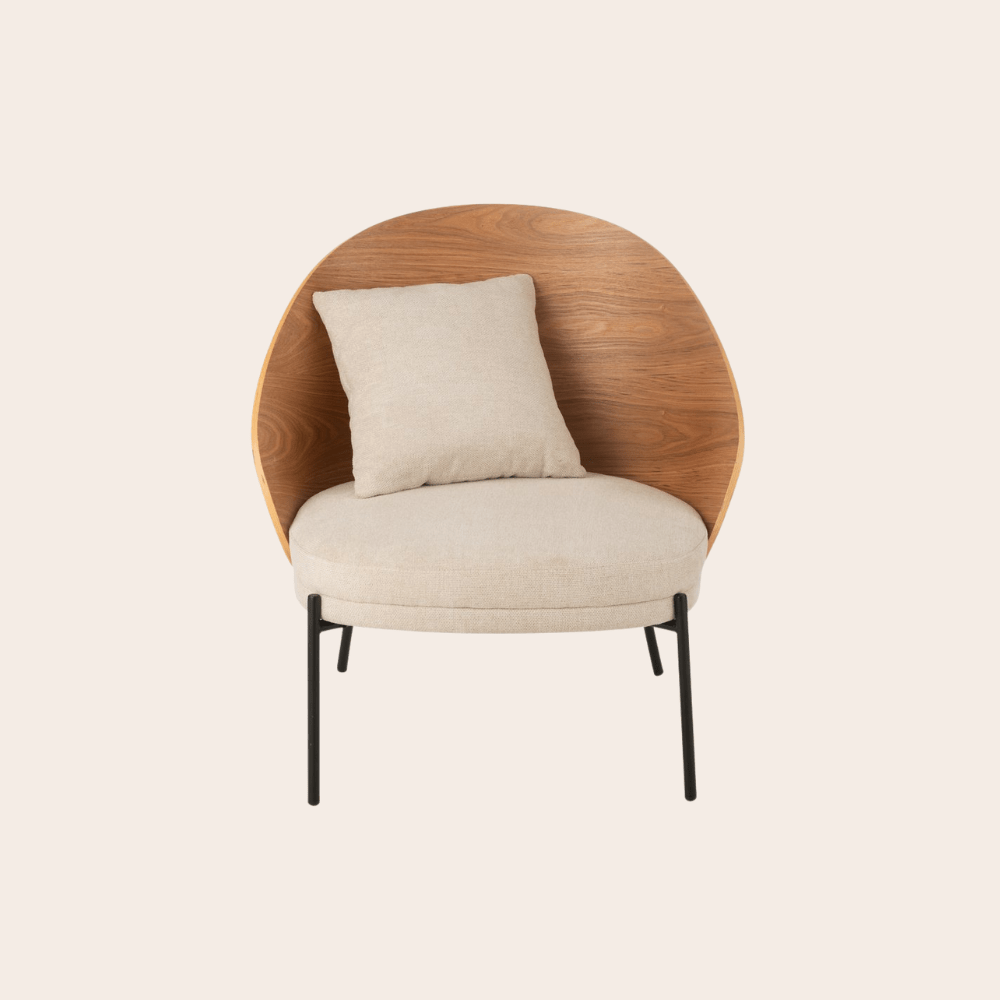 Houten Loungestoel Naturel Beige – Lage Stoel in Japandi & Boho Stijl - Studio Botanika