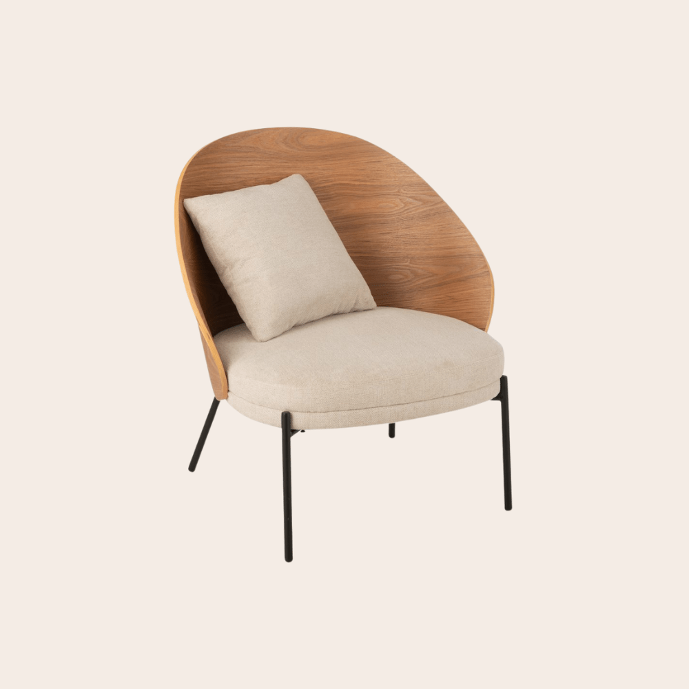 Houten Loungestoel Naturel Beige – Lage Stoel in Japandi & Boho Stijl - Studio Botanika