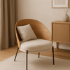 Houten Loungestoel Naturel Beige – Lage Stoel in Japandi & Boho Stijl