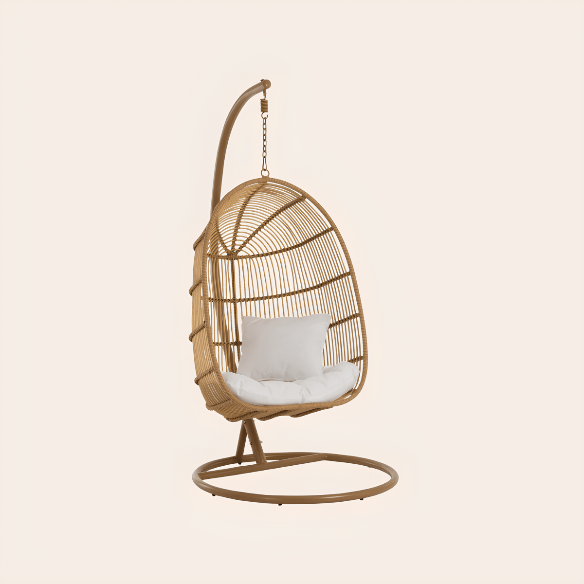 Houten Ovale Hangstoel Naturel – Boho stijl - Studio Botanika
