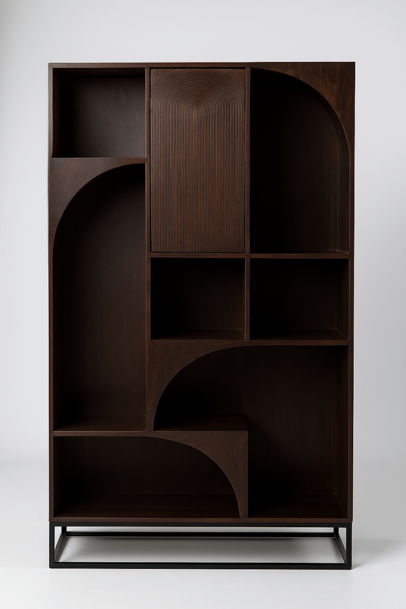 Bruine Houten Kast 168 cm – Duurzaam Mangohout – Japandi & Boho Design